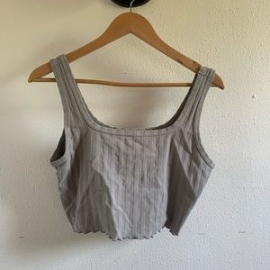Aerie Offline Cropped Ribbed Tank Grey, L